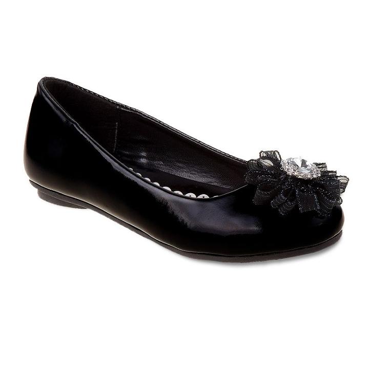 Laura Ashley Girls' Ribbon Ballet Flats, Girl's, Size: 13, Black