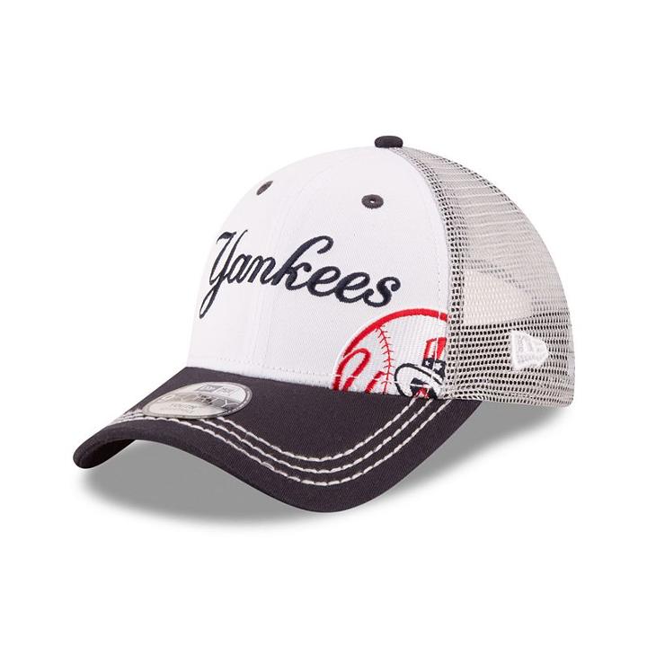 Youth New Era New York Yankees Logo Play 9forty Adjustable Cap, Boy's, White