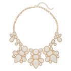 Geometric Stone Cluster Statement Necklace, Women's, White