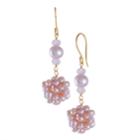 14k Gold Pink Freshwater Cultured Pearl Cluster Drop Earrings, Women's