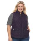 Plus Size Croft & Barrow&reg; Quilted Vest, Women's, Size: 2xl, Drk Purple