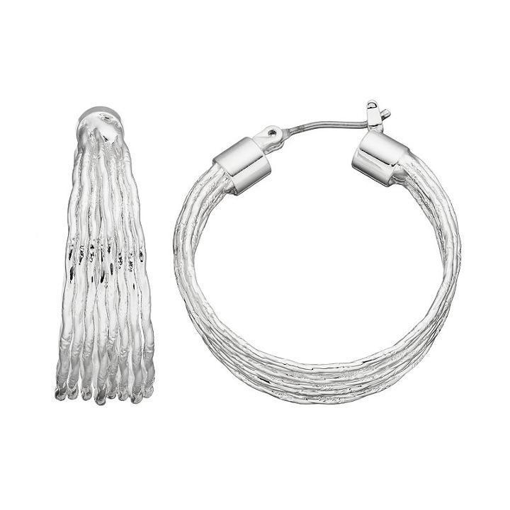 Napier Wavy Nickel Free Hoop Earrings, Women's, Silver
