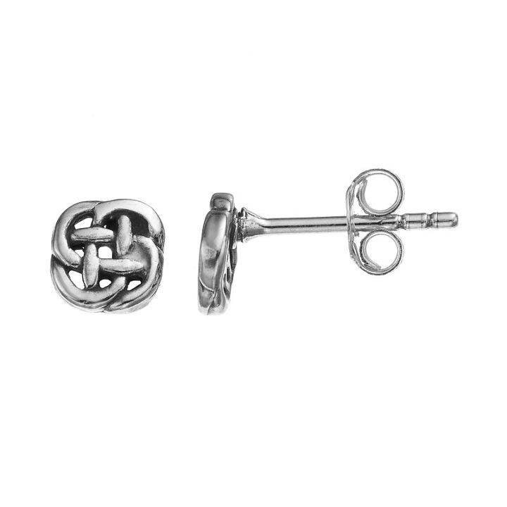 Journee Collection Sterling Silver Celtic Knot Stud Earrings, Women's, Grey