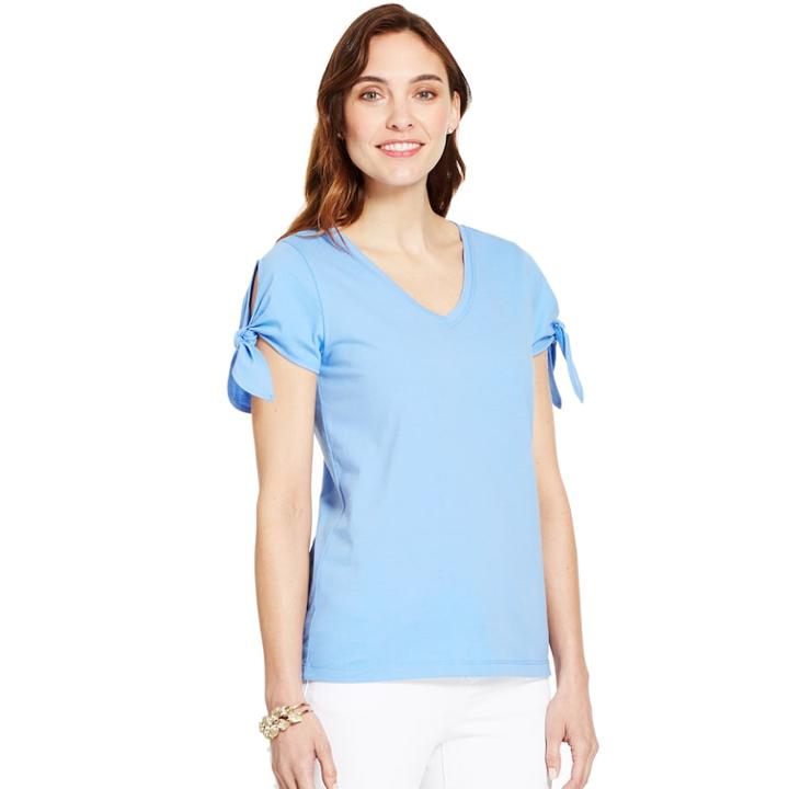 Women's Izod Slit-sleeve Knot Tee, Size: Medium, Blue