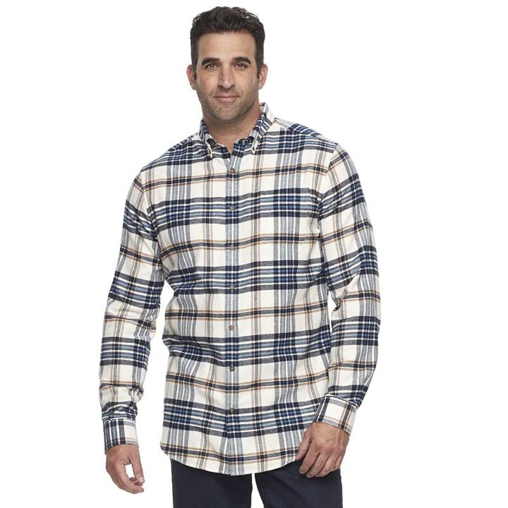Big & Tall Croft & Barrow&reg; True Comfort Classic-fit Flannel Button-down Shirt, Men's, Size: Xxl Tall, White Oth