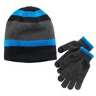 Boys Tek Gear&reg; Striped Hat & Gloves Set, Med Blue