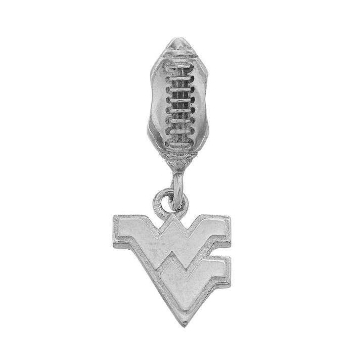 Dayna U Sterling Silver West Virginia Mountaineers Team Logo Football Charm, Women's, Grey