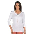 Women's Harve Benard Lace-up Jersey Tee, Size: Medium, White Oth