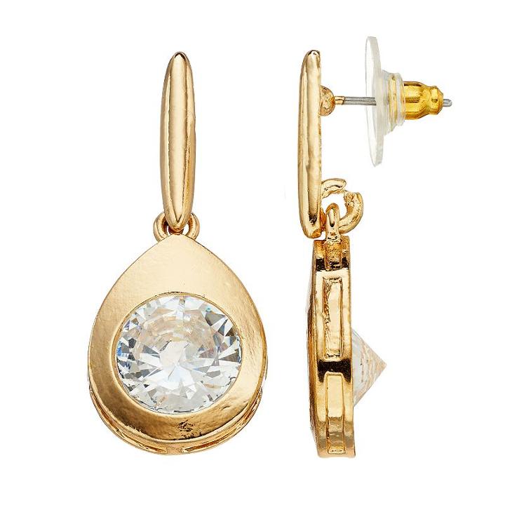 Simulated Crystal Nickel Free Teardrop Earrings, Women's, Gold