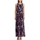 `women's Chaps Floral Maxi Dress, Size: 6, Black