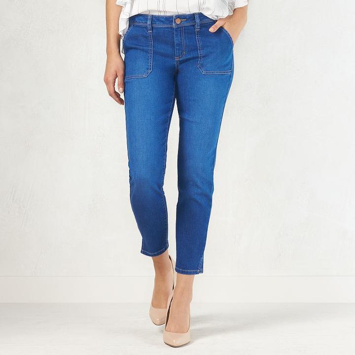 Women's Lc Lauren Conrad Vented Skinny Jeans, Size: 16, Blue