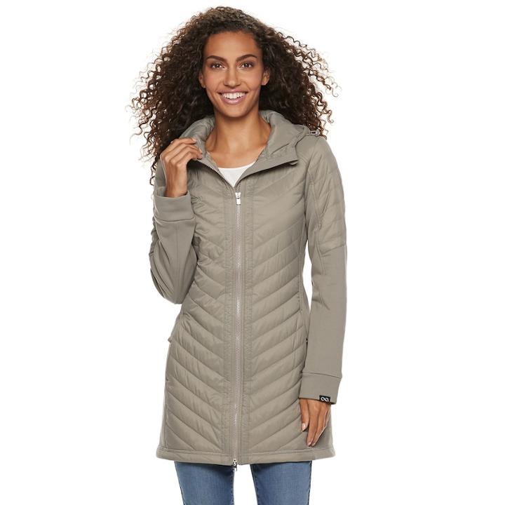 Women's Be Boundless Hooded Long Mixed-media Jacket, Size: Xxl, Beige