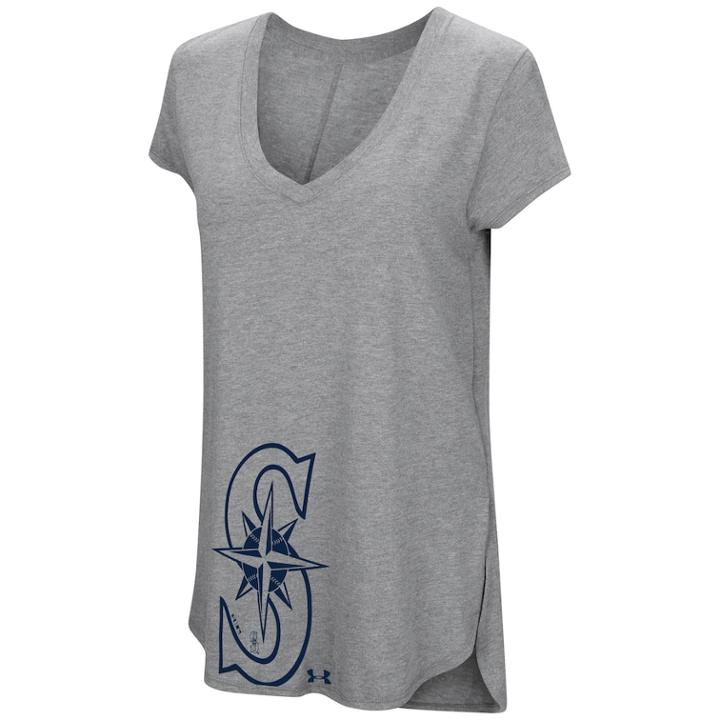 Women's Under Armour Seattle Mariners Pride Hem Graphic Tee, Size: Xxl Av/rg, Med Grey