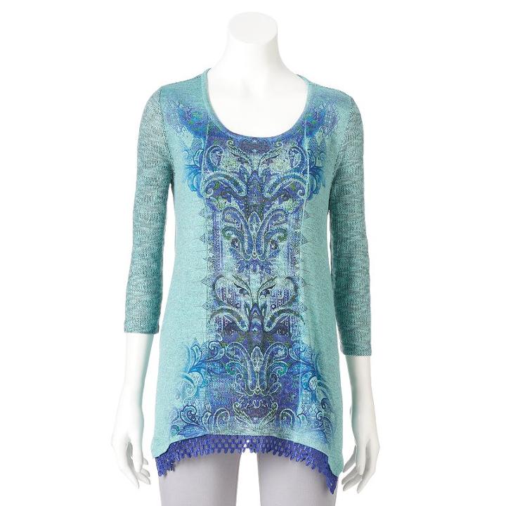 Women's World Unity Embellished Crochet Top, Size: Xs, Green Oth