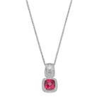 Sterling Silver Lab-created Ruby & White Sapphire Halo Pendant, Women's, Size: 18, Red