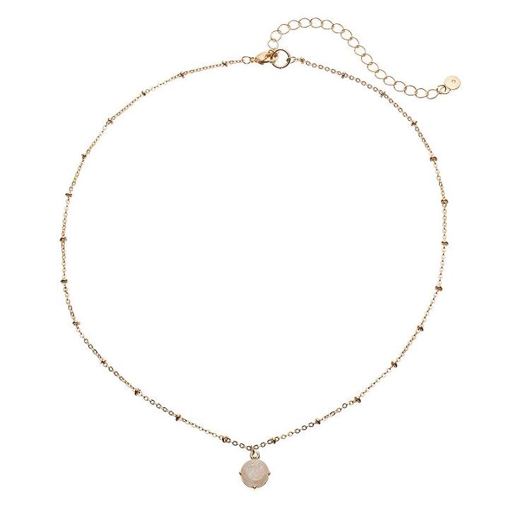Lc Lauren Conrad Round Crackle Stone Necklace, Women's, White