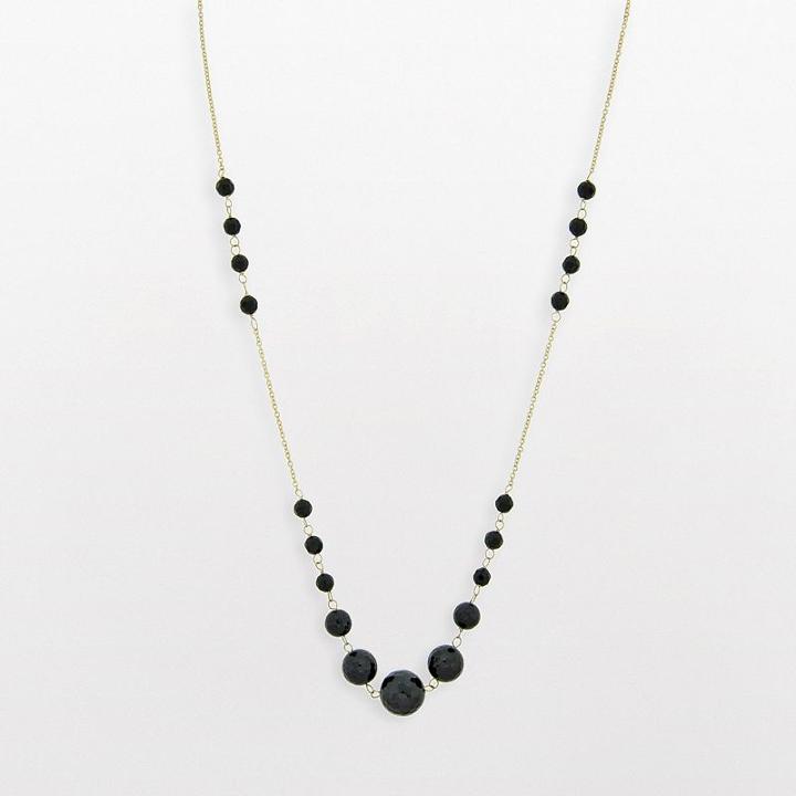 10k Gold Black Onyx Bead Necklace, Women's, Size: 18