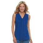 Women's Croft & Barrow&reg; Pintuck Crochet-trim Tank, Size: Medium, Dark Blue