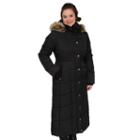 Women's Excelled Hooded Long Puffer Coat, Size: Medium, Black