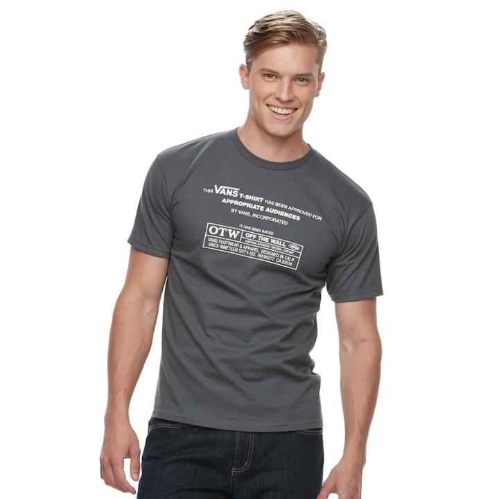 Men's Vans Rated On The Wall Tee, Size: Xl, Dark Grey