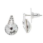 Brilliance Silver Plated Drop Earrings With Swarovski Crystals, Women's, White