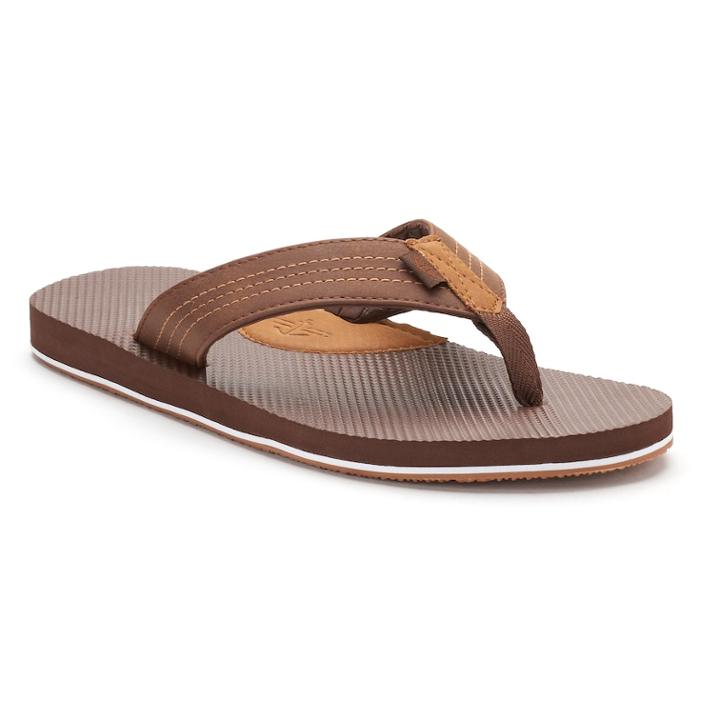 Men's Dockers Stitched Thong Flip-flops, Size: Large, Brown