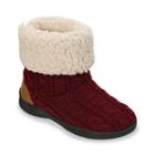 Dearfoams Women's Cable-knit Memory Foam Bootie Slippers, Size: Xl, Dark Red