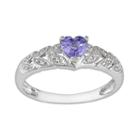 10k White Gold Tanzanite And Diamond Accent Heart Ring, Women's, Size: 9, Purple