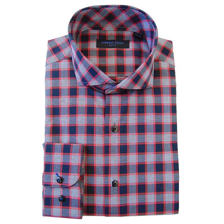 Men's Andrew Fezza Slim-fit Comfort Flex Collar Dress Shirt, Size: 17.5, Red
