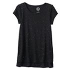 Girls 7-16 & Plus Size So&reg; Floral Lace Sleeve Tee, Girl's, Size: 20 1/2, Black