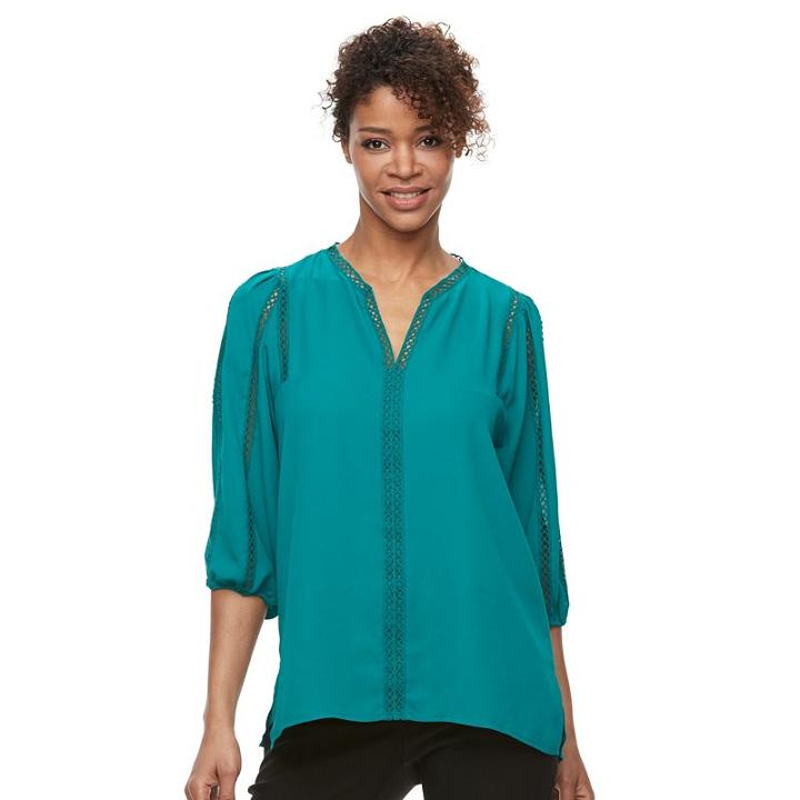 Women's Dana Buchman Open-work Blouse, Size: Xs, Green