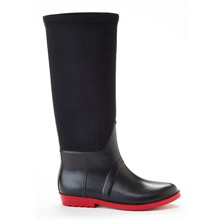 Henry Ferrera French Women's Water-resistant Stretch Rain Boots, Size: 6, Black