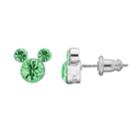 Disney's Mickey Mouse Crystal Birthstone Stud Earrings, Women's, Green