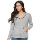 Women's Juicy Couture Embellished Heather Hoodie, Size: Large, Light Grey