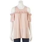 Women's Lc Lauren Conrad Ruffle Cold-shoulder Top, Size: Xs, Pink Other