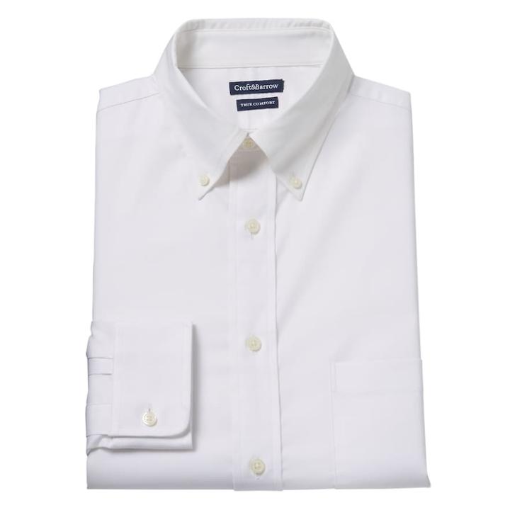 Big & Tall Croft & Barrow&reg; True Comfort Regular-fit Dress Shirt, Men's, Size: 18.5 36/7b, White