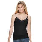 Juniors' Mudd&reg; Lace V-neck Camisole, Girl's, Size: Small, Black