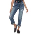 Juniors' Unionbay Tawny Distressed Cuffed Ankle Jeans, Teens, Size: 5, Red Overfl