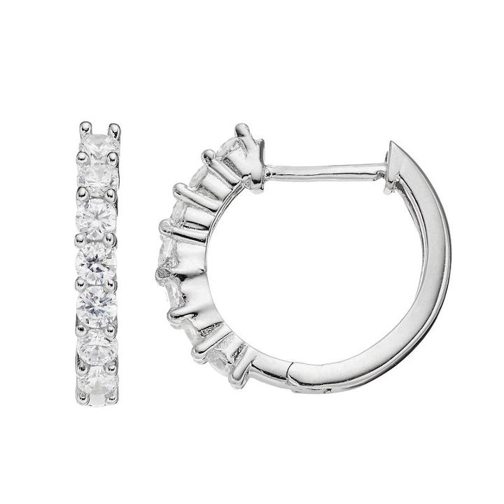 Sterling Silver Cubic Zirconia Hoop Earrings, Women's
