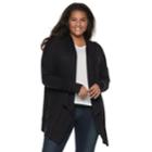 Juniors' Plus Size So&reg; Waterfall Hacci Cardigan, Teens, Size: 1xl, Black