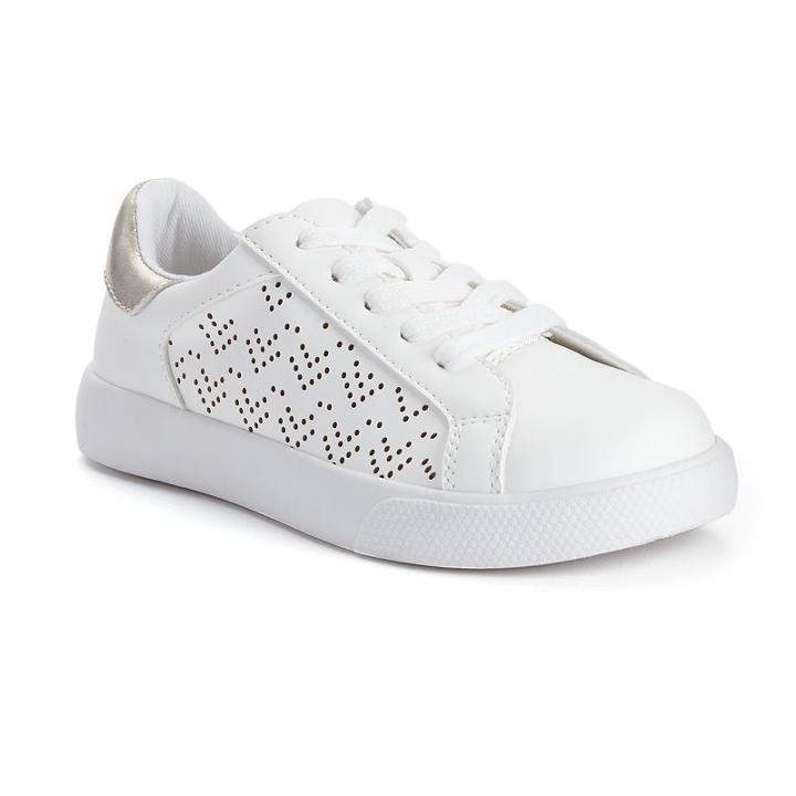 So&reg; Girls' Perforated Casual Sneakers, Girl's, Size: 1, White