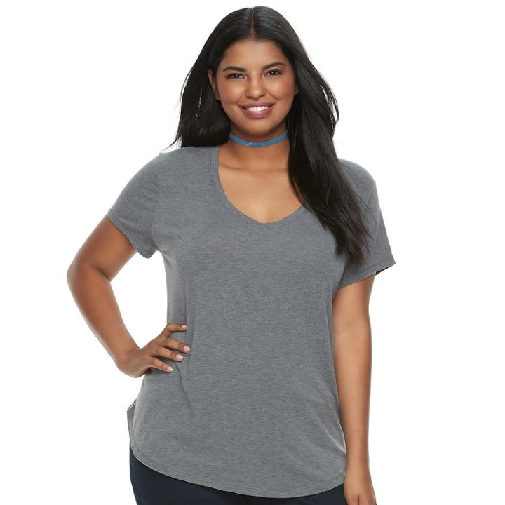 Juniors' Plus Size So&reg; Perfect Tee, Teens, Size: 1xl, Grey (charcoal)