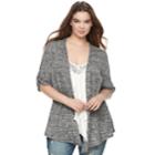 Juniors' Plus Size Heartsoul Ruched Mock-layer Cardigan, Teens, Size: 1xl, Med Grey