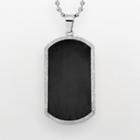 Stainless Steel And Black Immersion-plated Stainless Steel Dog Tag - Men, Multicolor