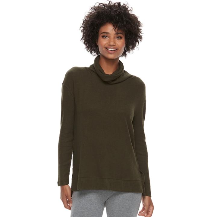 Women's Sonoma Goods For Life&trade; Marled Cowlneck Sweater, Size: Medium, Dark Green