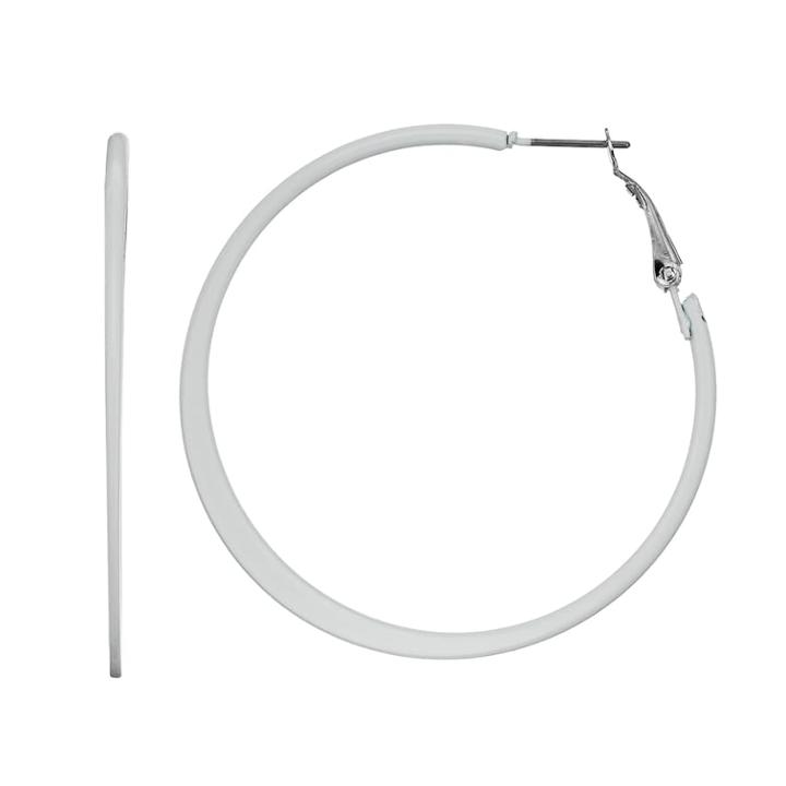 White Flat Hoop Earrings, Women's