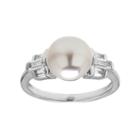 Simply Vera Vera Wang Freshwater Cultured Pearl & Lab-created White Sapphire Sterling Silver Ring, Women's, Size: 7