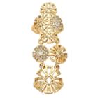 Marie Claire Jewelry Crystal Gold Tone Openwork Flower Full Finger Ring, Women's, Yellow