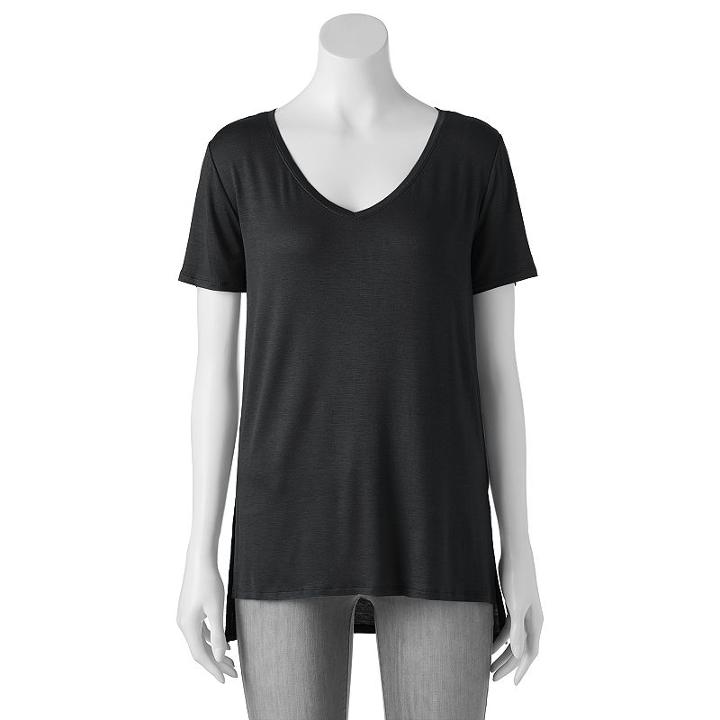 Juniors' Mudd&reg; Relaxed V-neck Tee, Girl's, Size: Xs, Black