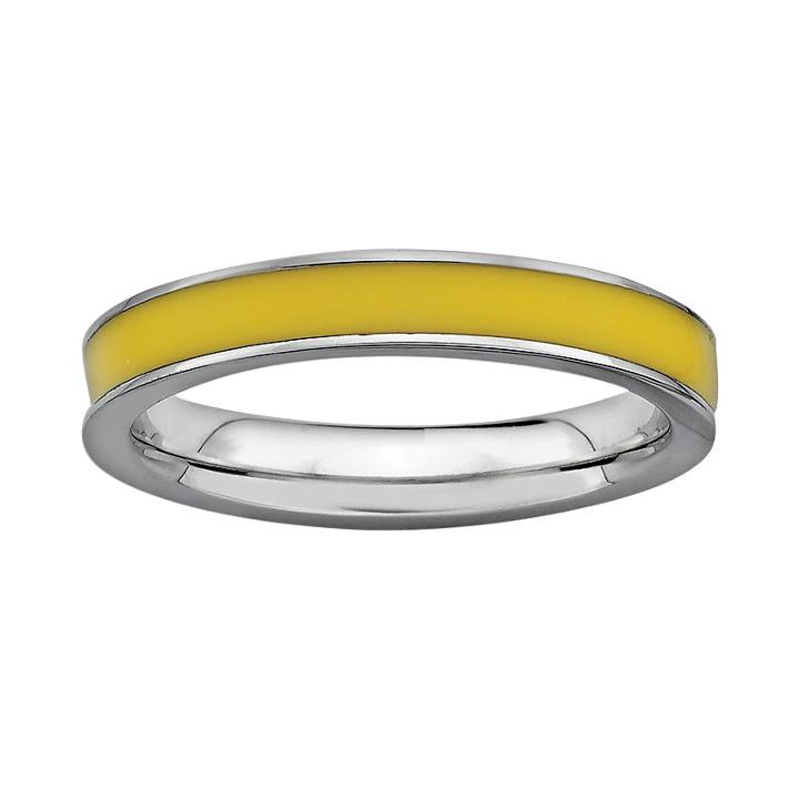 Stacks And Stones Sterling Silver Yellow Enamel Stack Ring, Women's, Size: 9